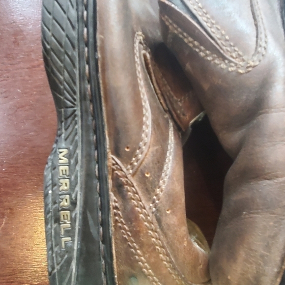 Merrell Jungle Moc Brown Leather Slipon Sz 8 Shoes - Picture 6 of 9